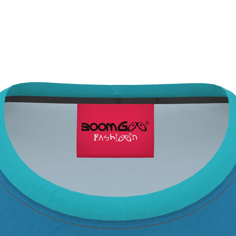 BoomGoo® T-shirt (unisex) pop art "Papapapenguin" 1cb crop on blue