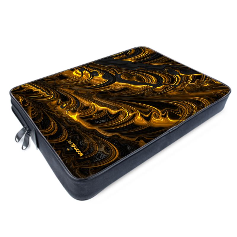 BoomGoo® 15" laptop zip sleeve F1488 "Black Gold Flow"