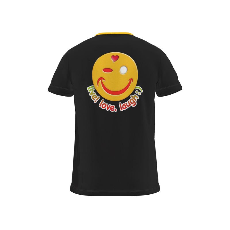BoomGoo® T-shirt (unisex) "Happy" 18 Live! Love. Laugh ; ) - black