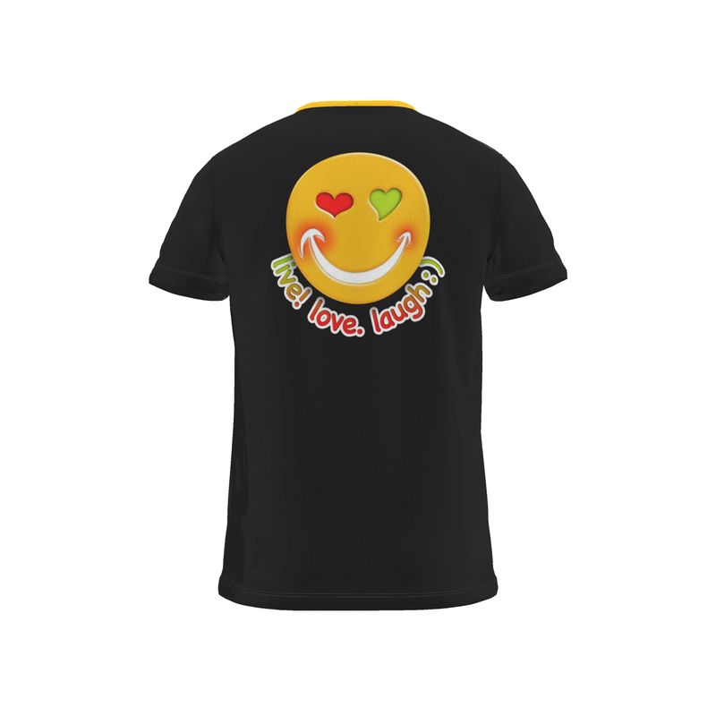 BoomGoo® T-shirt (unisex) "Happy" 19 Live! Love. Laugh ; ) - black