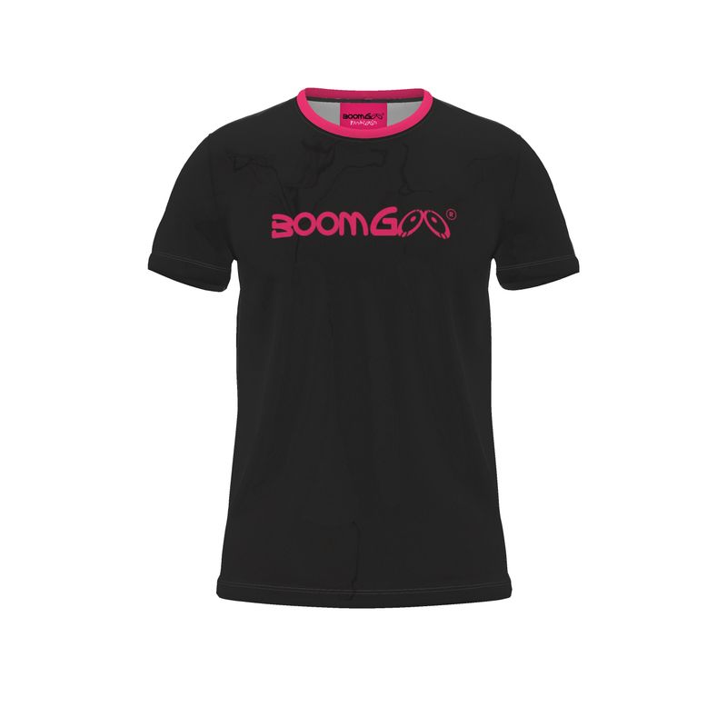 BoomGoo® T-shirt (unisex) cool brand logo I f fuchsia on black