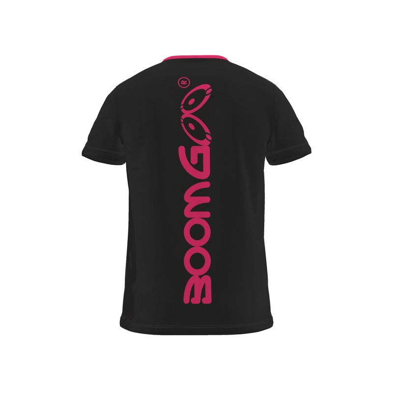 BoomGoo® T-shirt (unisex) cool brand logo I f fuchsia on black
