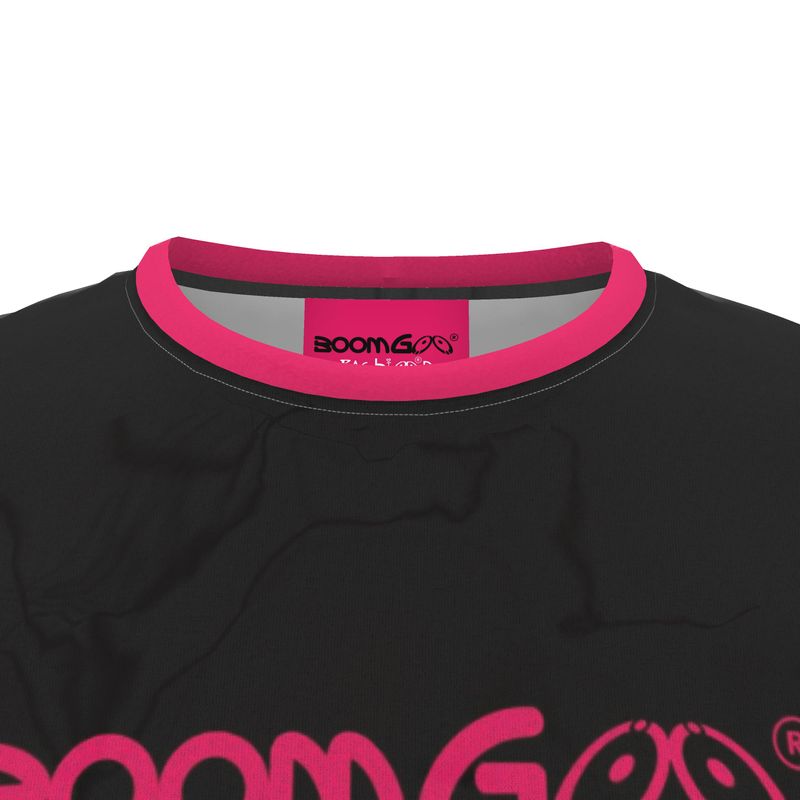 BoomGoo® T-shirt (unisex) cool brand logo I f fuchsia on black
