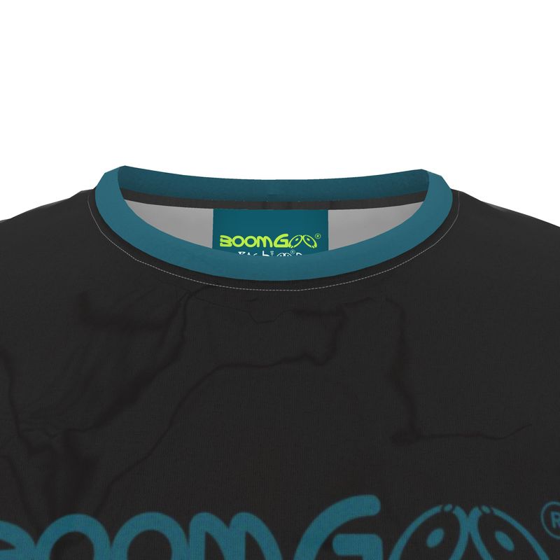 BoomGoo® T-shirt (unisex) cool brand logo 1blt blue teal on black
