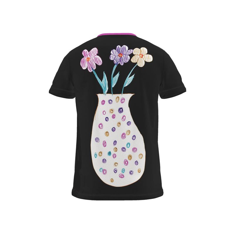 BoomGoo® T-shirt (unisex) Kids' Drawings "Flower Vase" 1b black