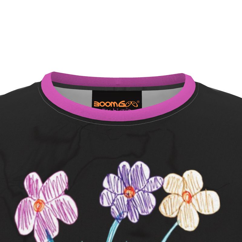 BoomGoo® T-shirt (unisex) Kids' Drawings "Flower Vase" 1b black