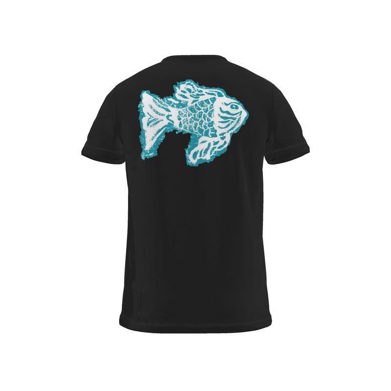BoomGoo® T-shirt (unisex) Kids' Drawings "Fish" I 4 Blue on black