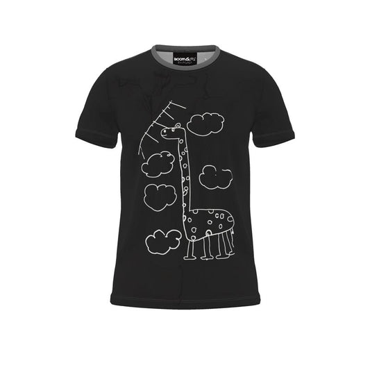 BoomGoo® T-shirt (unisex) Kids' Drawings "Giraffe" 1b on black