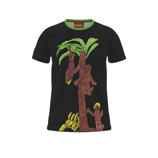 BoomGoo® T-shirt (unisex) Kids' Drawings "Chimpanzees" 1b on black