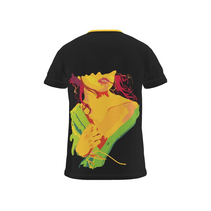 BoomGoo® T-shirt (unisex) pop art "LadyBlues" 1rb red on black