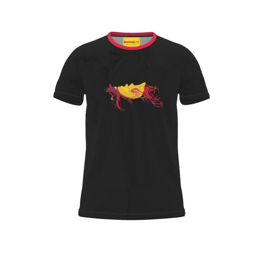 BoomGoo® T-shirt (unisex) pop art "LadyBlues" 1rc red on black