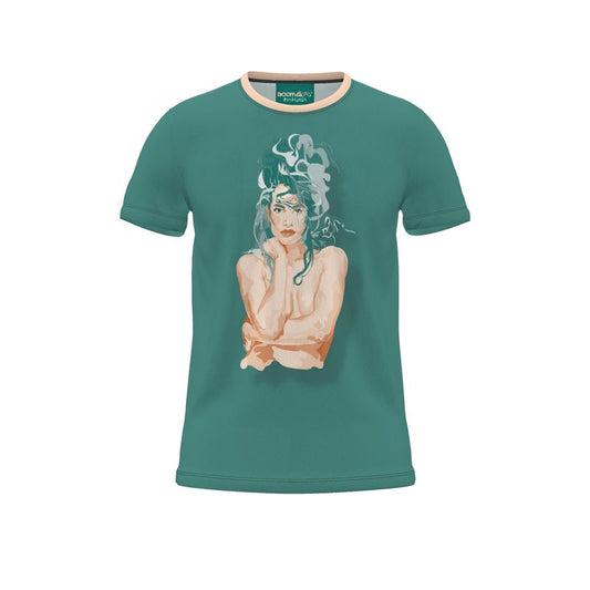 BoomGoo® T-shirt (unisex) pop art "Cheveux Nue" 1g on green