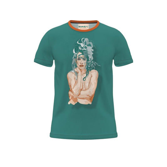 BoomGoo® T-shirt (unisex) pop art "Cheveux Nue" 1sg sketch on green