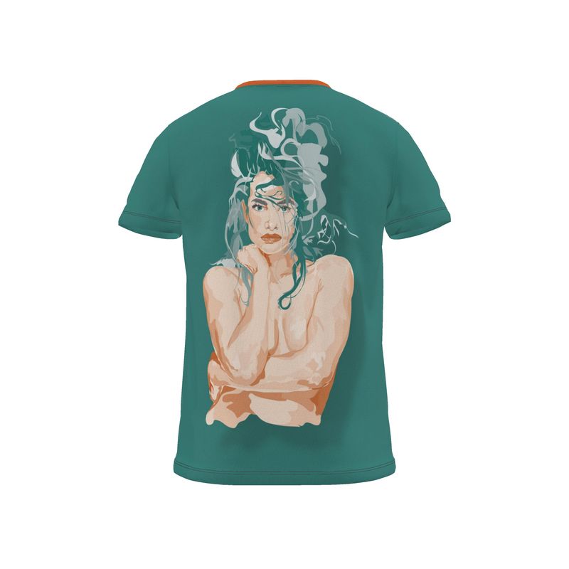 BoomGoo® T-shirt (unisex) pop art "Cheveux Nue" 1sg sketch on green