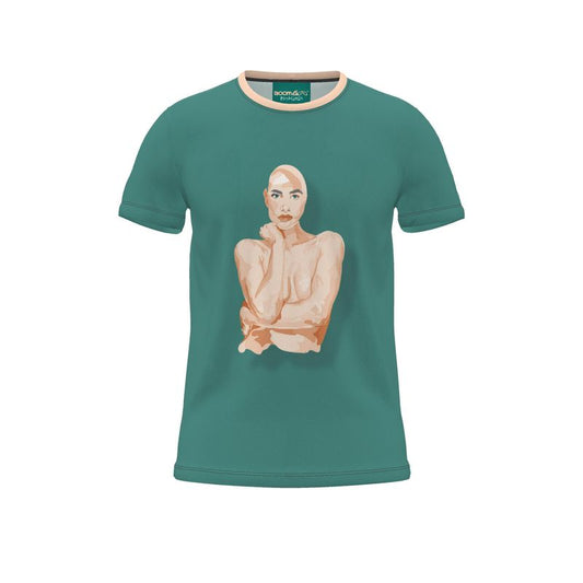 BoomGoo® T-shirt (unisex) pop art "Cheveux Nue" 1ng nue on green