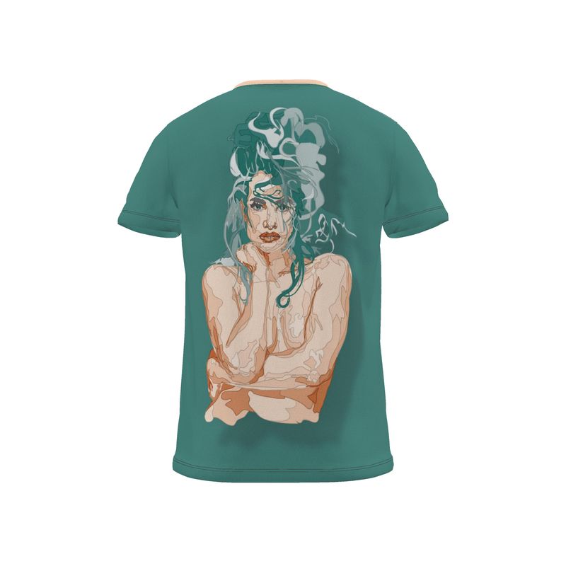 BoomGoo® T-shirt (unisex) pop art "Cheveux Nue" 1ng nue on green