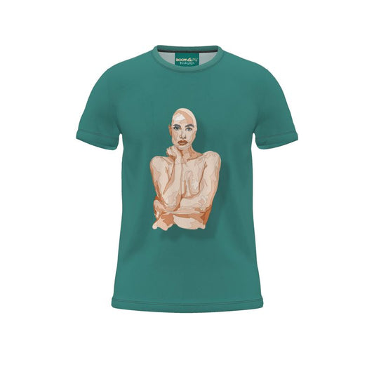 BoomGoo® T-shirt (unisex) pop art "Cheveux Nue" 1ns nue sketch green