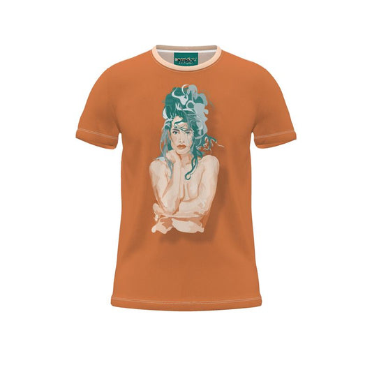 BoomGoo® T-shirt (unisex) pop art "Cheveux Nue" 1skb on brown