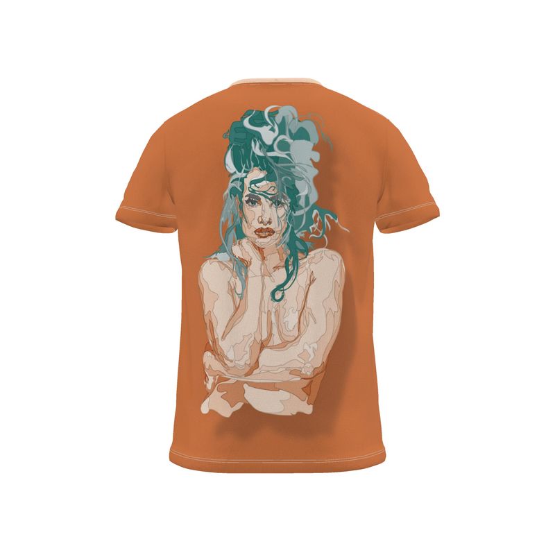 BoomGoo® T-shirt (unisex) pop art "Cheveux Nue" 1skb on brown