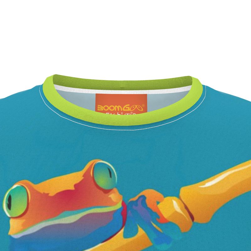 BoomGoo® T-shirt (unisex) "frrrog" 1b on blue