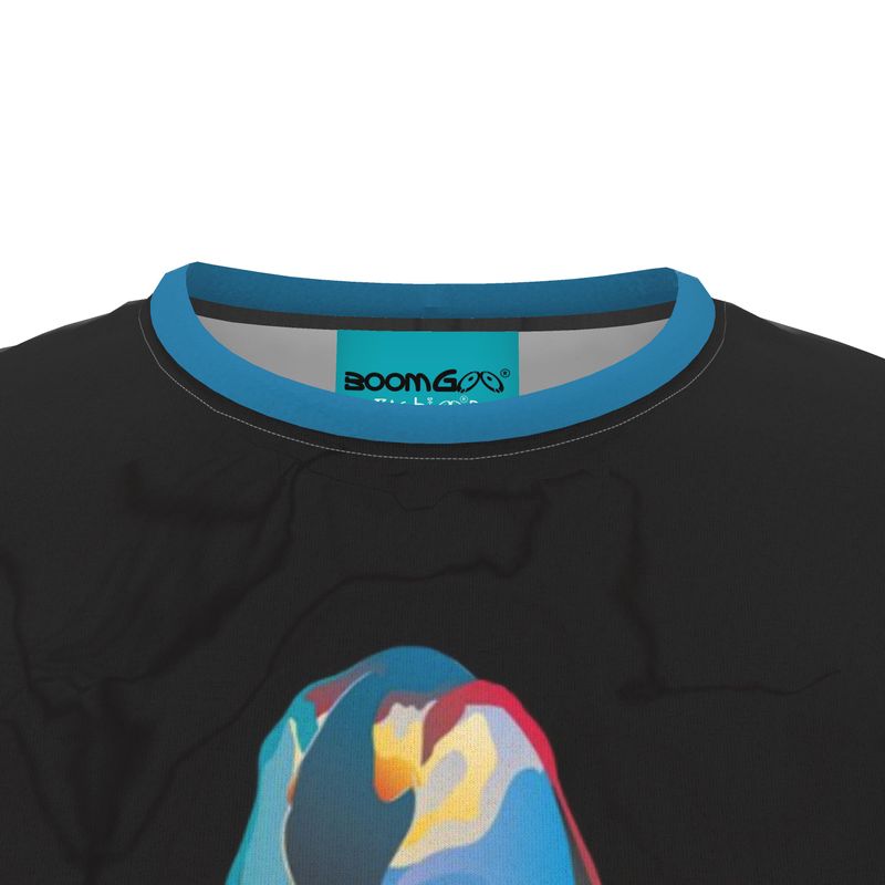 BoomGoo® T-shirt (unisex) pop art "Papapapenguin" 1b on black