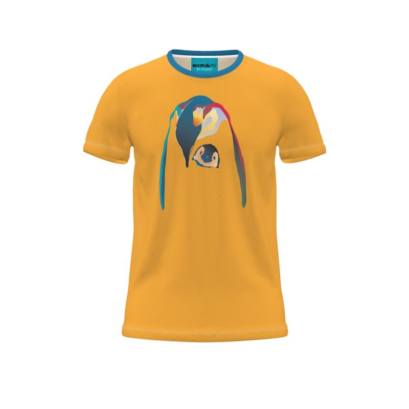 BoomGoo® T-shirt (unisex) pop art "Papapapenguin" 1cy crop on yellow