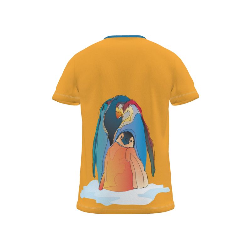 BoomGoo® T-shirt (unisex) pop art "Papapapenguin" 1cy crop on yellow