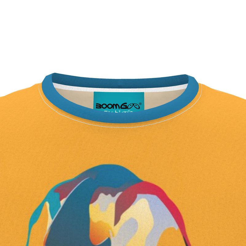 BoomGoo® T-shirt (unisex) pop art "Papapapenguin" 1cy crop on yellow