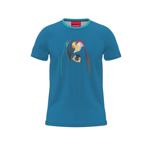 BoomGoo® T-shirt (unisex) pop art "Papapapenguin" 1cb crop on blue