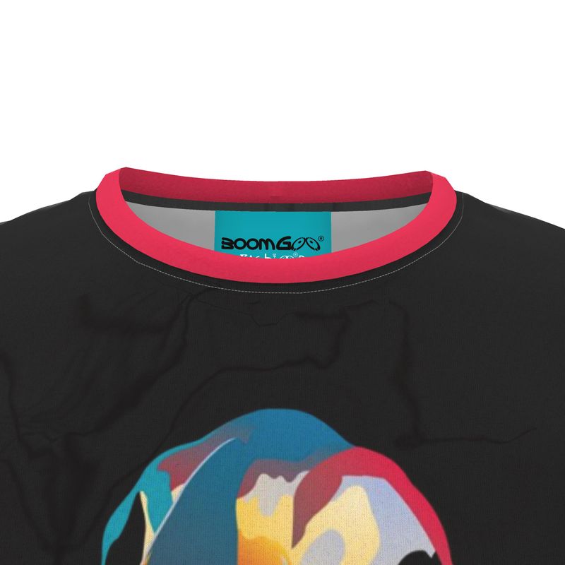 BoomGoo® T-shirt (unisex) pop art "Papapapenguin" 1cbk crop on black