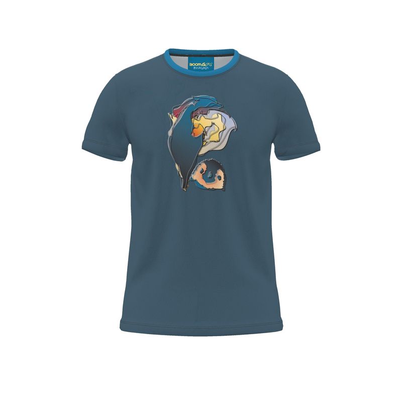 BoomGoo® T-shirt (unisex) pop art "Papapapenguin" 1hsb heads blue