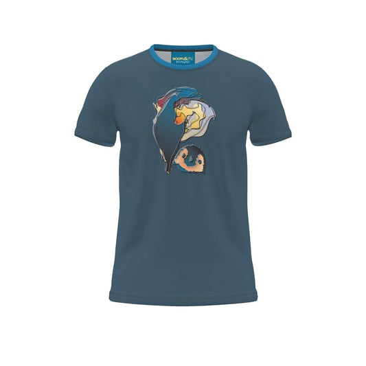 BoomGoo® T-shirt (unisex) pop art "Papapapenguin" 1hsb heads blue