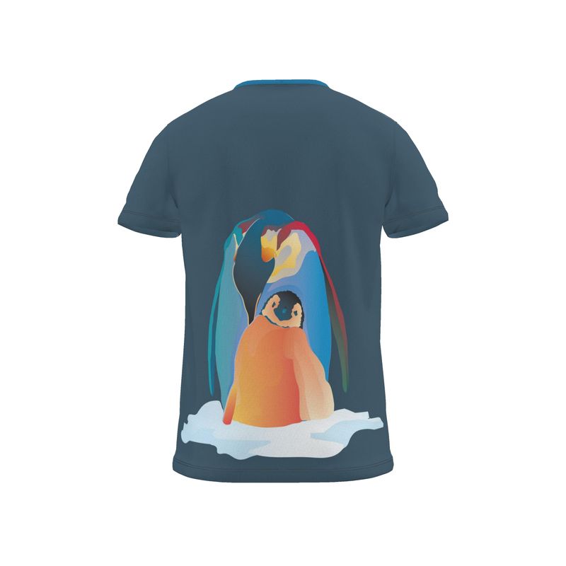 BoomGoo® T-shirt (unisex) pop art "Papapapenguin" 1hsb heads blue