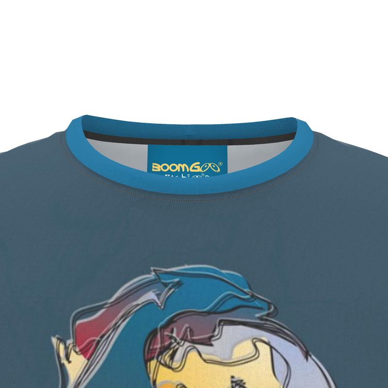 BoomGoo® T-shirt (unisex) pop art "Papapapenguin" 1hsb heads blue