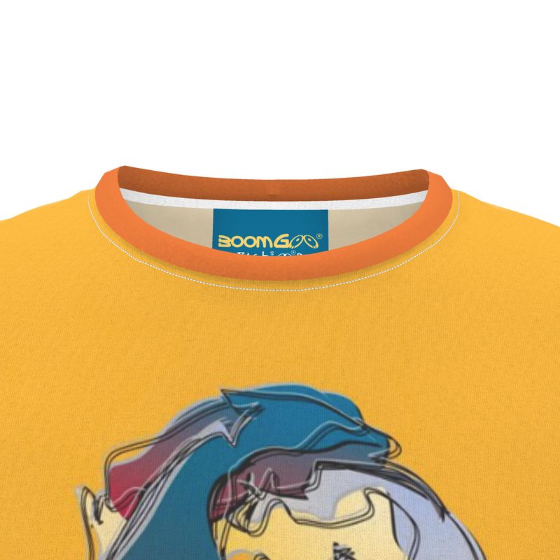 BoomGoo® T-shirt (unisex) pop art "Papapapenguin" 1hsy heads on yellow