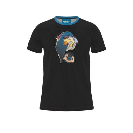 BoomGoo® T-shirt (unisex) pop art "Papapapenguin" 1hsbk heads on black