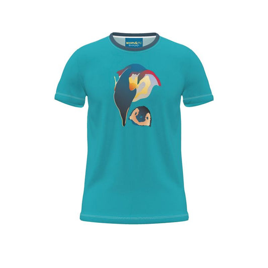 BoomGoo® T-shirt (unisex) pop art "Papapapenguin" 1hb heads on blue