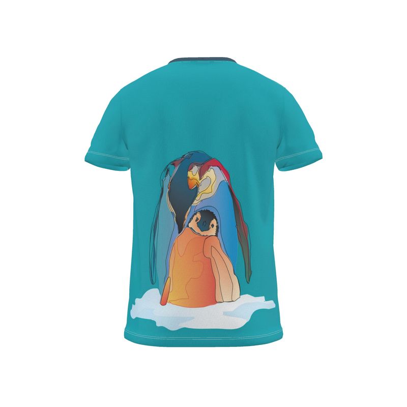 BoomGoo® T-shirt (unisex) pop art "Papapapenguin" 1hb heads on blue