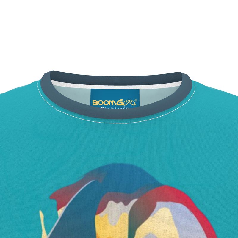 BoomGoo® T-shirt (unisex) pop art "Papapapenguin" 1hb heads on blue