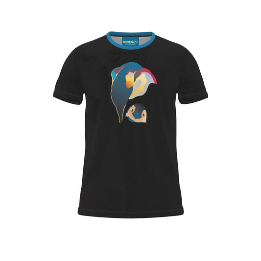 BoomGoo® T-shirt (unisex) pop art "Papapapenguin" 1hbk heads on black