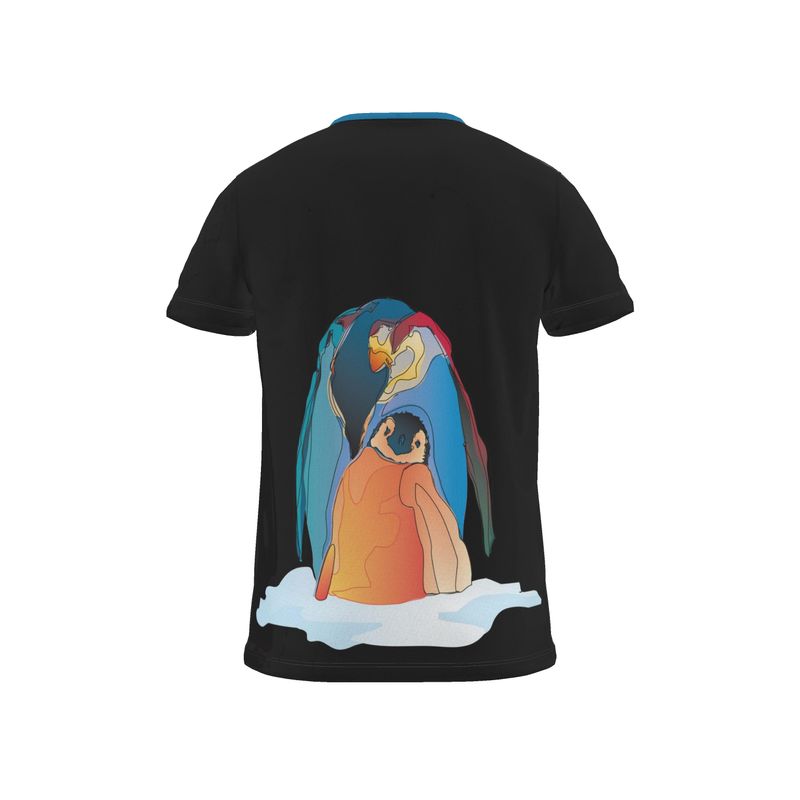 BoomGoo® T-shirt (unisex) pop art "Papapapenguin" 1hbk heads on black