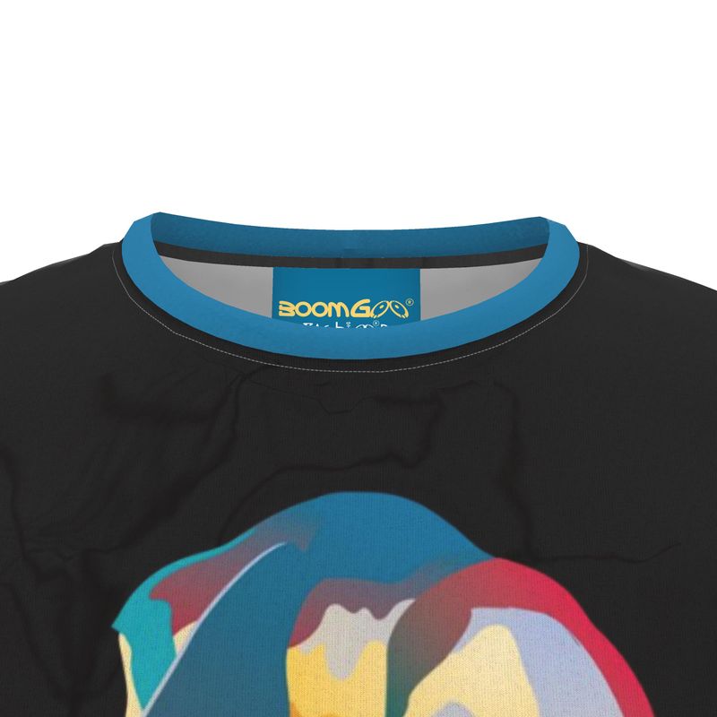 BoomGoo® T-shirt (unisex) pop art "Papapapenguin" 1hbk heads on black