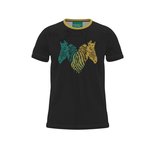 BoomGoo® T-shirt (unisex) "Zzzebra" 1xbk cross on black