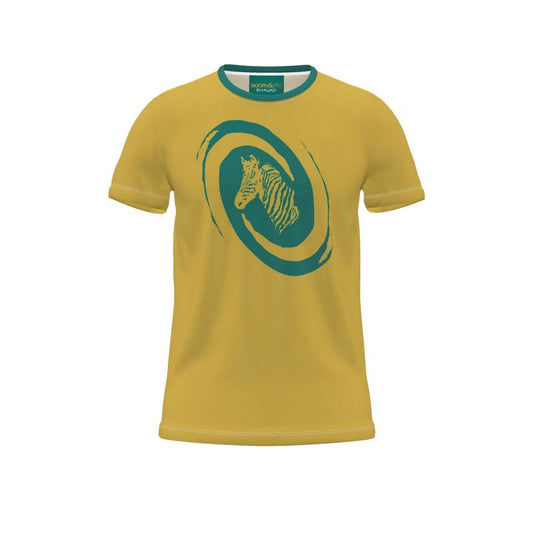 BoomGoo® T-shirt (unisex) "Zzzebra" 1sggo Swirl green on gold