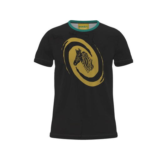 BoomGoo® T-shirt (unisex) "Zzzebra" 1sgobk Swirl gold on black