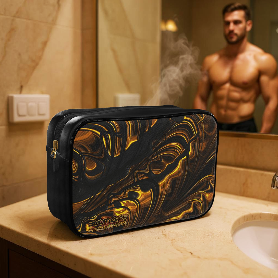 BoomGoo® Toiletry Bag (men) F1488 "Black Gold Flow" 1&6