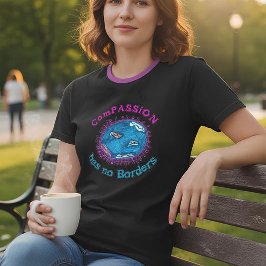 BoomGoo® T-shirt (unisex) "Compassion has no Borders" 3 black