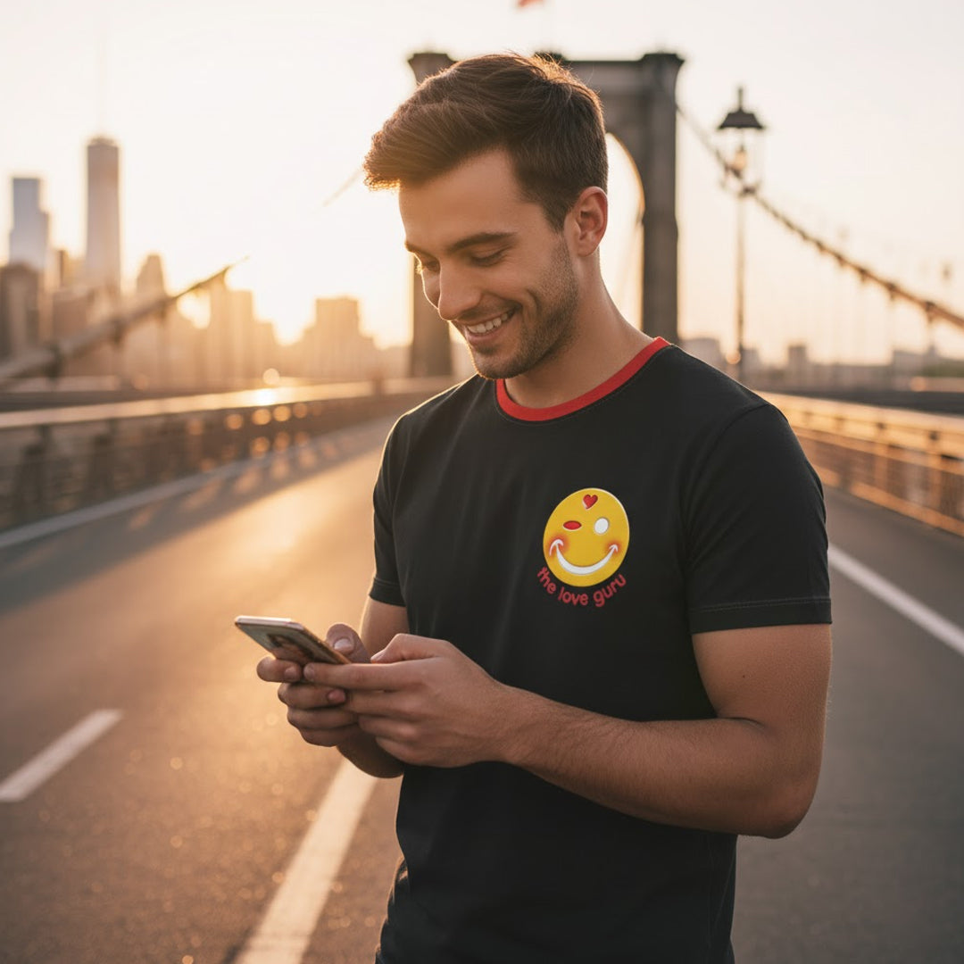 BoomGoo® T-shirt (unisex) "Happy" 14 Love Guru - black