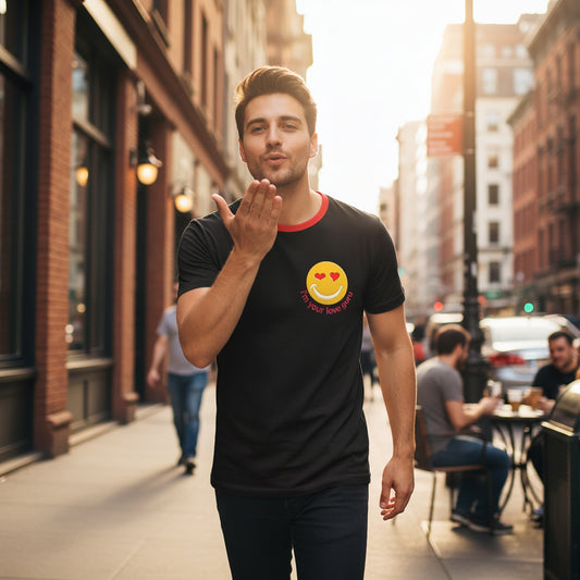 BoomGoo® T-shirt (unisex) "Happy" 16 I'm Your Love Guru - black