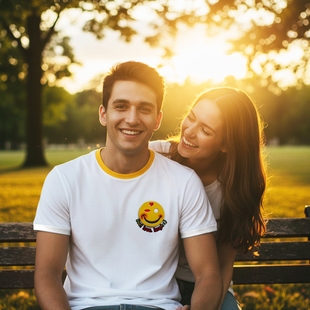 BoomGoo® T-shirt (unisex) "Happy" 18 Live! Love. Laugh ; )